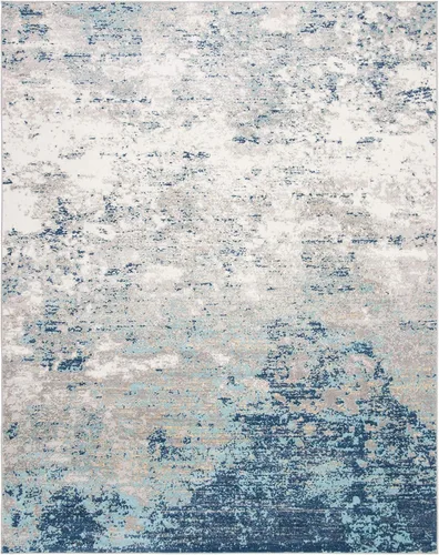 Vista 3 de SAFAVIEH - Alfombra de la colección Brentwood - 9' x 12', gris claro y azul, diseño abstracto moderno, no desprende pelusa y fácil de cuidar, ideal