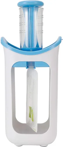 Vista 7 de Oumefar Exprimidor de puré de frutas con 10 bolsas de compresión DIY Squeeze Station para alimentos (azul)