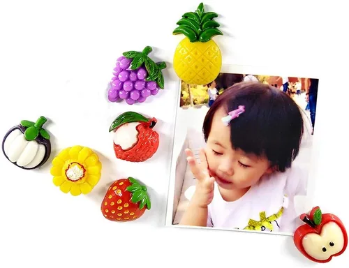 Vista 2 de 10 Uds. de simulación de resina de fruta imanes de nevera pizarra blanca pegatinas magnéticas recuerdo refrigeradores etiqueta magnética decoración