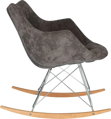 Vista 3 de LeisureMod Willow Velvet - Mecedora pequeña de terciopelo - marrón cedro, base Eiffel - Mecedora compacta para guardería, sala de estar o dormitorio