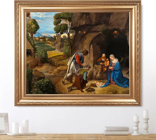 Vista 12 de Anunciación de Leonardo da Vinci Reproducciones de arte clásico, impresiones en lienzo giclée para decoración del hogar, 16 x 30 pulgadas