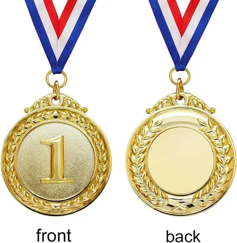 Vista 2 de Myartte Juego de 5 medallas de oro – Medallas de premio de estilo olímpico para deportes, competiciones, abejas de ortografía, recuerdos de fiesta