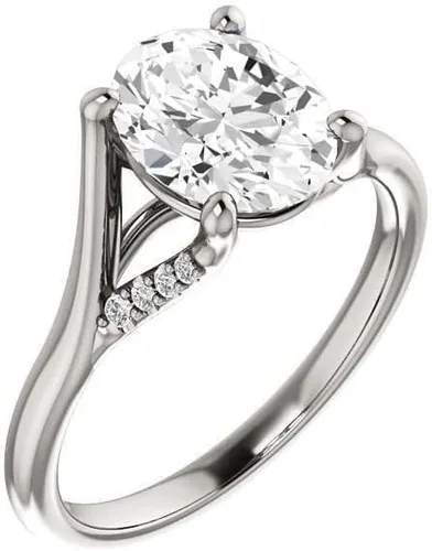 Vista 2 de Anillo ovalado de moissanita con estrella de moissanita de 5 quilates, anillo de compromiso de moissanita, juego de anillos nupciales de moissanita