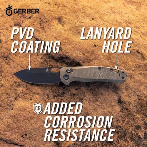 Vista 2 de Gerber Scout EDC Cuchillo de bolsillo plegable, hoja de borde liso de 3.2 pulgadas, Micarta
