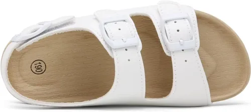 Vista 7 de Sandalias ajustables de doble hebilla para niñas y niños, zapatos de verano ligeros con velcro para niños pequeños y grandes