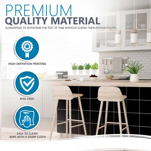Vista 3 de Adhesivos blancos lisos DIY Mi Alma azulejos adhesivos para azulejos despegar y pegar azulejos de suelo papel tapiz (4 x 4, negro)