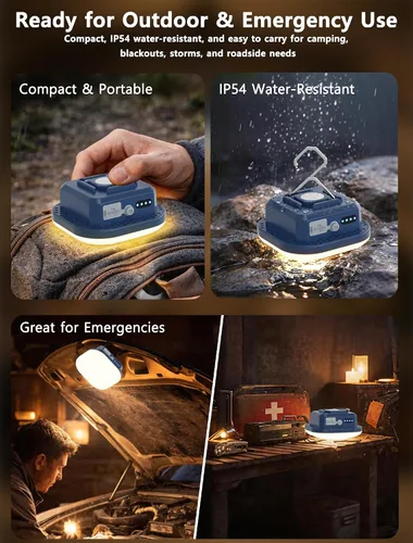 Vista 8 de Luz recargable para tienda de campaña, luz LED de camping con imán, batería de 4500 mAh, carga USB-C, linternas con 5 modos de iluminación, luz roja