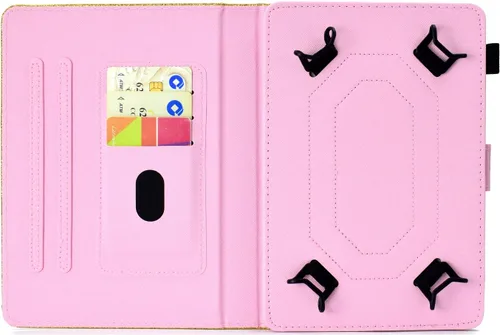 Vista 2 de Funda universal para tablet de 6.5 a 7.5 pulgadas, de piel sintética, funda protectora con ranuras para tarjetas y soporte para lápiz capacitivo