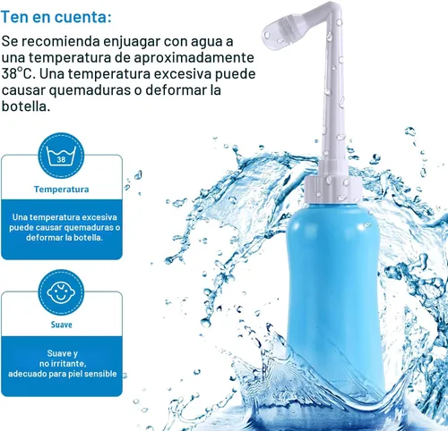 Vista 4 de Bidé Portátil de Viaje de Gran Capacidad 450ml (15oz) Personal de Mano Azul