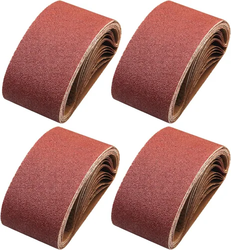 Vista 13 de 1 cinta de lija de óxido de aluminio de 42 pulgadas, papel de lija abrasivo de grano surtido 40/80/120/240 para lijadora de banda, paquete de 24