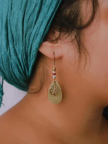 Vista 5 de MINACHI Aretes colgantes de filigrana de latón antiguo, estilo bohemio, vintage, estilo bohemio, hippie, regalo para mujer, Zinc, No es una piedra