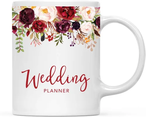 Vista 13 de Andaz Press Taza de té de cerámica para el día de la madre, regalo de 9.5 fl oz, otoño, marsala, flores burdeos, rosas, flores, tía, 1 paquete