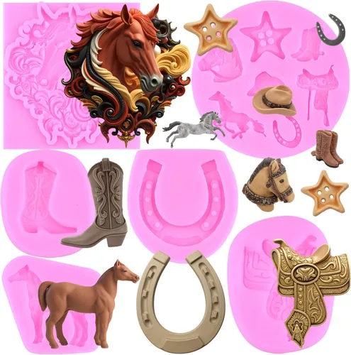Vista 10 de Mujiang Moldes de silicona para herradura, juego de 4 moldes de silicona Estilo b
