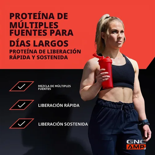 Vista 2 de Mezcla de proteínas de liberación sostenida GNC AMP - Tostada de canela (28 porciones)