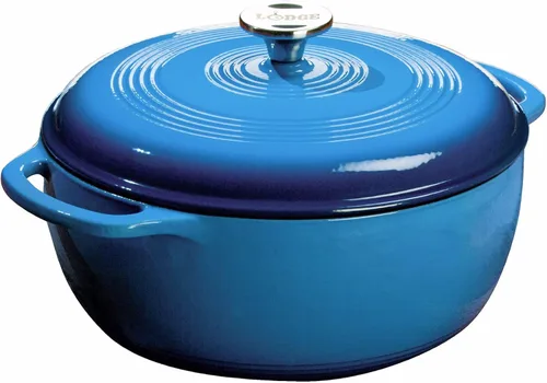 Vista 16 de Lodge - Horno holandés de hierro fundido esmaltado de 6 cuartos de galón con tapa – Asas duales – Apto para horno hasta 500° F o en estufa - Úselo