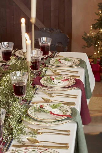 Vista 6 de Lenox 894963 Juego de vajilla de 12 piezas Holiday Plaid, rojo y verde, Navidad, para recibir invitados