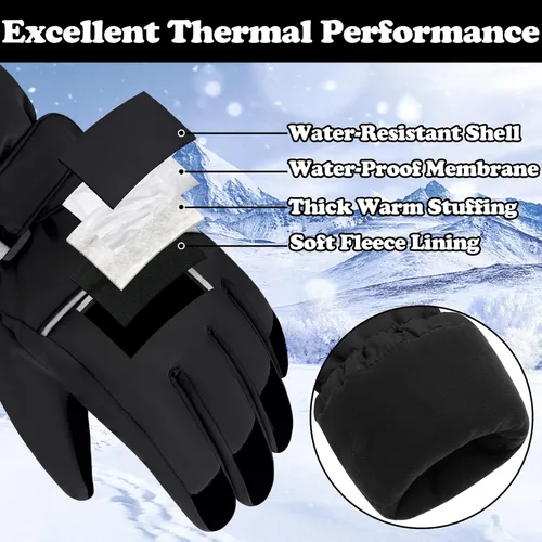 Vista 3 de Sarfel Guantes de nieve para niños, guantes impermeables para niños, guantes de esquí para niñas, guantes de invierno para niños, guantes