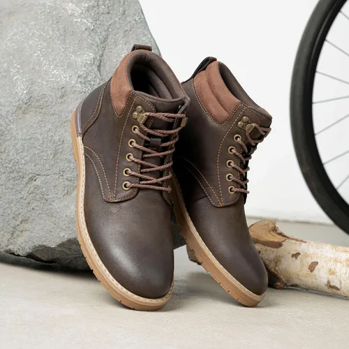 Vista 20 de Vostey - Botas tobilleras con cordones (Chukka), de senderismo, impermeables y estilo informal para hombre