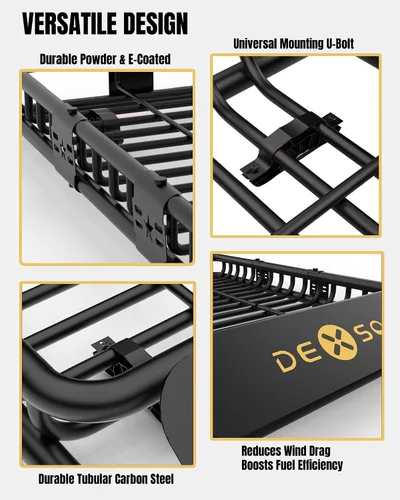 Vista 3 de DEXSO Cesta universal para portaequipajes de techo de 64 x 50 pulgadas, capacidad de 200 libras, con soporte de equipaje de extensión, resistente