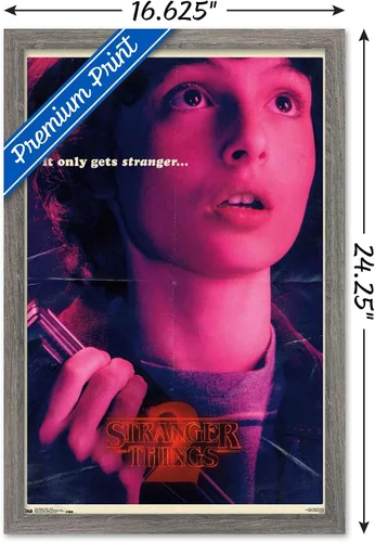Vista 3 de Netflix Stranger Things: Temporada 2 - Póster de pared de Mike, 22.4 x 14.7 pulgadas, versión con marco de madera de Barnwood