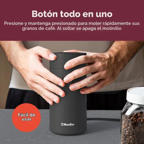 Vista 6 de MuellerLiving - Molinillo de café eléctrico para especias, hierbas, frutos secos, granos Molinillo de café eléctrico afilado de acero inoxidable
