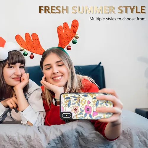 Vista 6 de NNH Funda tipo cartera compatible con iPhone Xs Max con bloqueo RFID, ranuras para tarjetas, folio de piel sintética, función atril, doble cierre