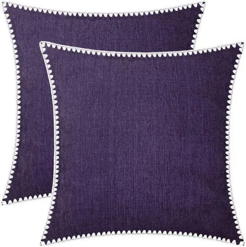 Vista 82 de BRAWARM Fundas de almohada 40x40 cm - Paquete de 2 fundas de almohada de chenilla negra, fundas de almohada de chenilla suave teñida sólida