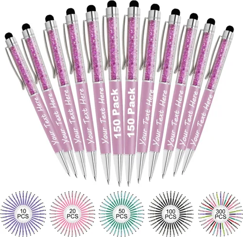 Vista 69 de Bolígrafos personalizados con nombre y texto, bolígrafos de diamantes de cristal personalizados a granel, 10 bolígrafos, regalos para mujeres