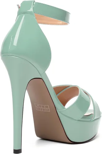 Vista 54 de MODENCOCO Sandalias de boda con correa de tobillo sexy para mujer, con plataforma y puntera abierta, tacón de aguja y tacón alto, zapatos de vestir