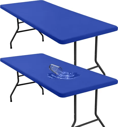 Vista 14 de Mantel rectangular elástico ajustable de 4 pies, funda de tela impermeable, mantel de poliéster lavable para cenas, fiestas, otoño