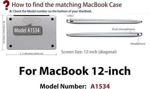 Vista 2 de UESWILL Funda rígida mate 3 en 1 compatible con MacBook de 12 pulgadas con pantalla Retina modelo A1534 + funda de teclado y protector de pantalla