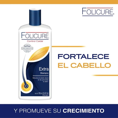 Vista 5 de 2 PACK!! FOLICURÉ EXTRA CHAMPÚ CONTROL CAÍDA CON BIOTINA, CRECIMIENTO FUERTE Y SANO