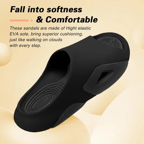Vista 5 de Besroad Pantuflas de recuperación para hombre y mujer, sandalias de recuperación con soporte de arco, antideslizantes, cojín grueso, reduce