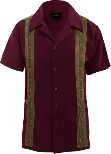 Vista 12 de Guytalk Camisa de manga corta de dos tonos de Guayabera cubana para hombre