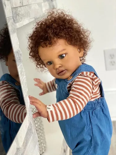 Vista 4 de Angelbaby Muñecas de bebé negras Reborn de 26 pulgadas, tamaño grande, realista, afroamericana, niña pequeña, pipa, cuerpo de tela pesada, bebés