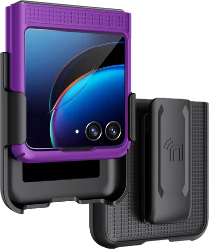 Vista 12 de Combo de funda para Motorola RAZR Plus 2023 Funda de teléfono con clip para cinturón - Negro