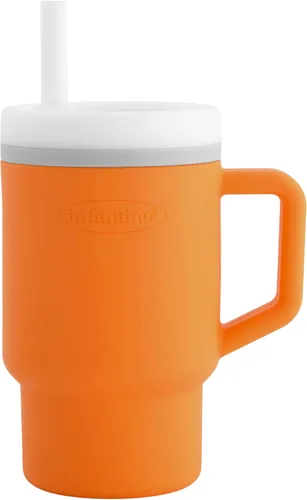 Vista 16 de Infantino Mi primer vaso, taza de silicona con pajita y asa, vaso de bebé resistente a derrames para llevar, botella de transición libre de BPA