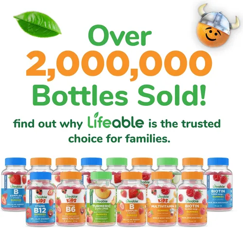 Vista 5 de Lifeable Gomitas de fibra prebiótica sin azúcar para niños, 0.14 onzas de fibra para niños, suplementos de fibra vegetariana de gran sabor