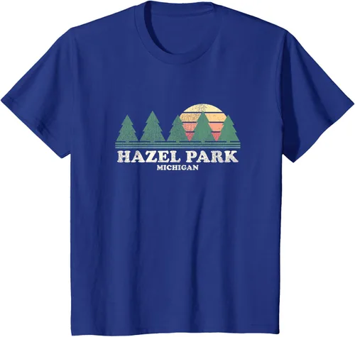 Vista 39 de Hazel Park MI - Camiseta vintage con diseño retro de los años 70, Azul / Patchwork, S