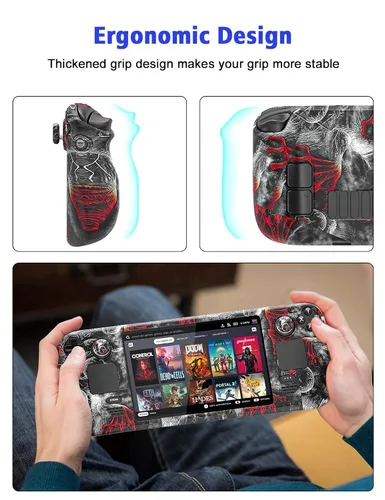 Vista 5 de Relohas Case for Steam Deck Accessories Set for Steam Deck Silicone Cover Skin Shell Stand Dock Touch Skin Sticker and Thumb Grip Full Protection