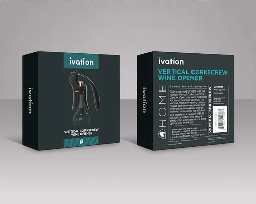 Vista 5 de Ivation Abridor de Botellas de Vino Sacacorchos Manual de Mano con Bomba de Palanca Ergonómica, Diseño Vertical de Pie, Agarre Suave del Cuello