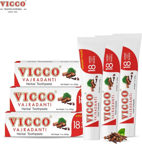 Vista 2 de Vicco Vajradanti - Pasta de dientes ayurvédica de hierbas para el cuidado bucal y la salud de las encías por Vicco – 70 años Legacy of Ayurveda