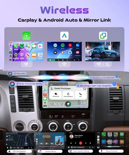 Vista 3 de 4G + 64G Rimoody Carplay - Radio inalámbrica para automóvil para Toyota Tundra 2007-2013, Android 15 estéreo de coche para Toyota Sequoia 2008-2018