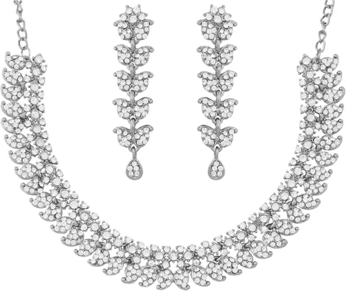 Vista 19 de Touchstone Conjunto de joyas de boda india, collares tradicionales de oro para mujer, conjuntos de diamantes de imitación de declaración hollywood 1