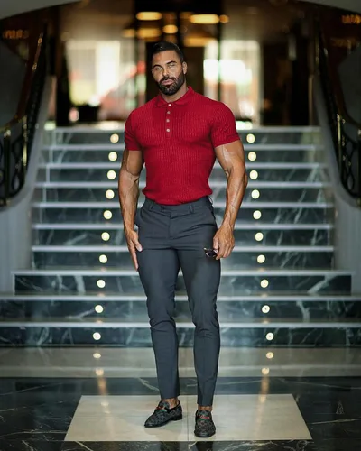 Vista 5 de Camisas polo musculares para hombre, manga corta, ajustadas, camisetas de golf para hombre, camisetas casuales de ajuste seco, camisas de bolos