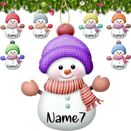 Vista 12 de 7 adornos de Navidad personalizados con nombre personalizado muñeco de nieve para árbol de Navidad, decoraciones colgantes regalos personalizados