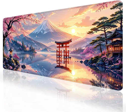 Vista 12 de Alfombrilla grande para mouse, tapete de escritorio para teclado de computadora, base de goma antideslizante, impermeable con bordes cosidos