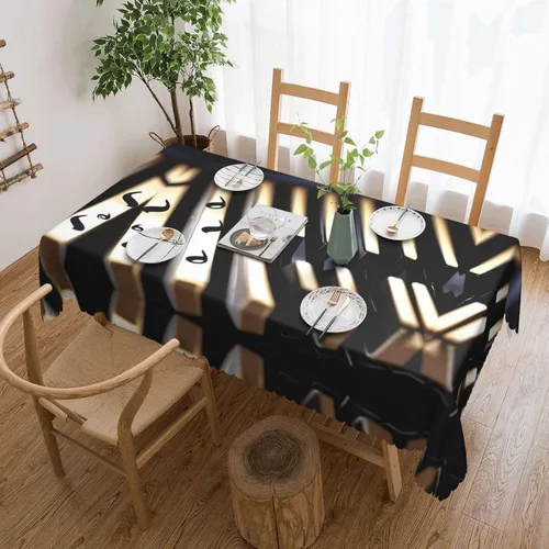 Vista 10 de Mantel rectangular de encaje de poliéster con lunares negros, 54 x 72 pulgadas, resistente a las arrugas, lavable, mantel grueso