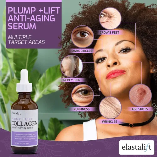 Vista 7 de Elastalift Suero de colágeno para la cara + crema corporal de colágeno y crema hidratante facial, paquete de 2 piezas para el cuidado de la piel