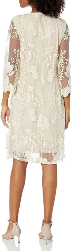 Vista 2 de Alex Evenings Vestido midi con cuello redondo para mujer con chaqueta (pequeño y regular)